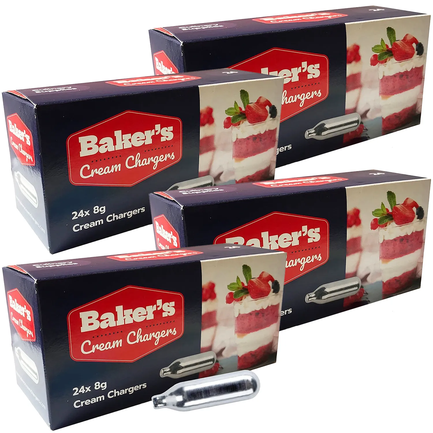 Cream Chargers by Bakers     96 (Pack of 24 x 4) Made in Europe