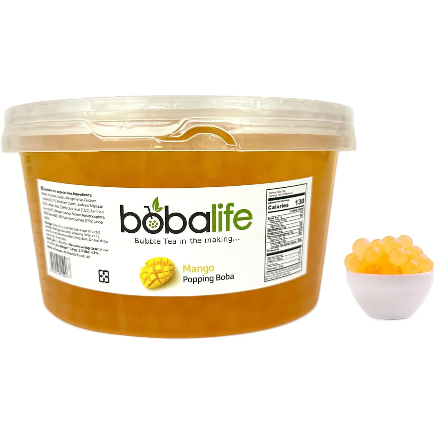 Mango Popping Balls by Boba Life (1.6kg)