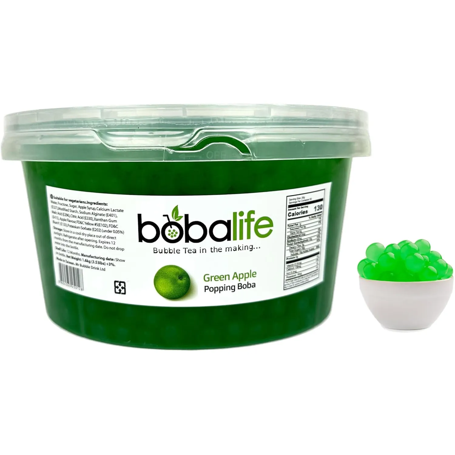 Green Apple Popping Balls by Boba Life (1.6kg)