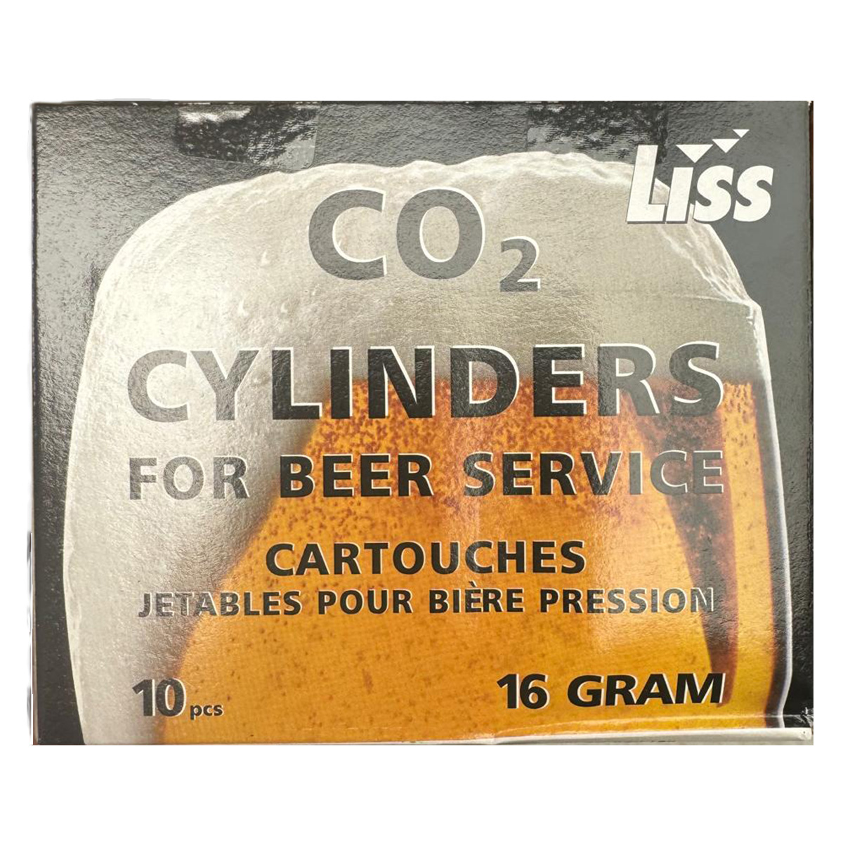 Beer CO2 16g Non-Threaded Cartridges by Liss - Case of 300