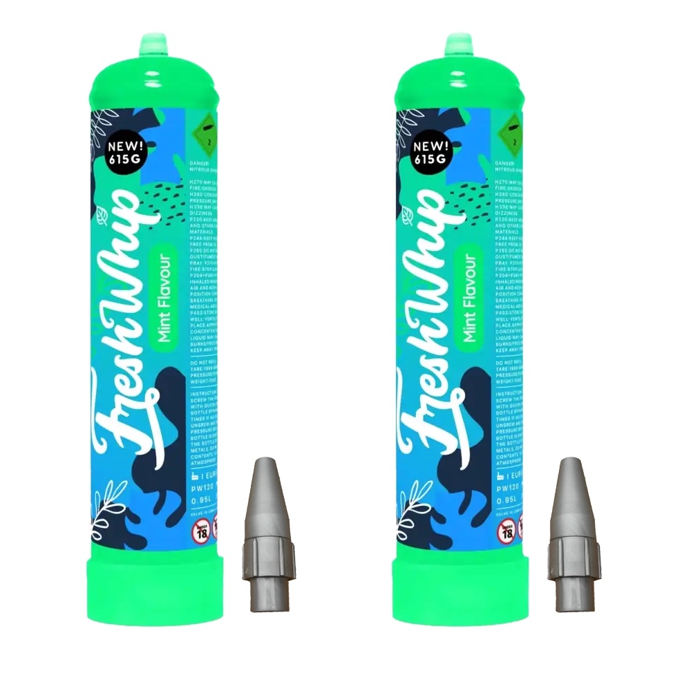 Cream Chargers by     Fresh Whip x 2 (615g N2O) - Mint Flavour