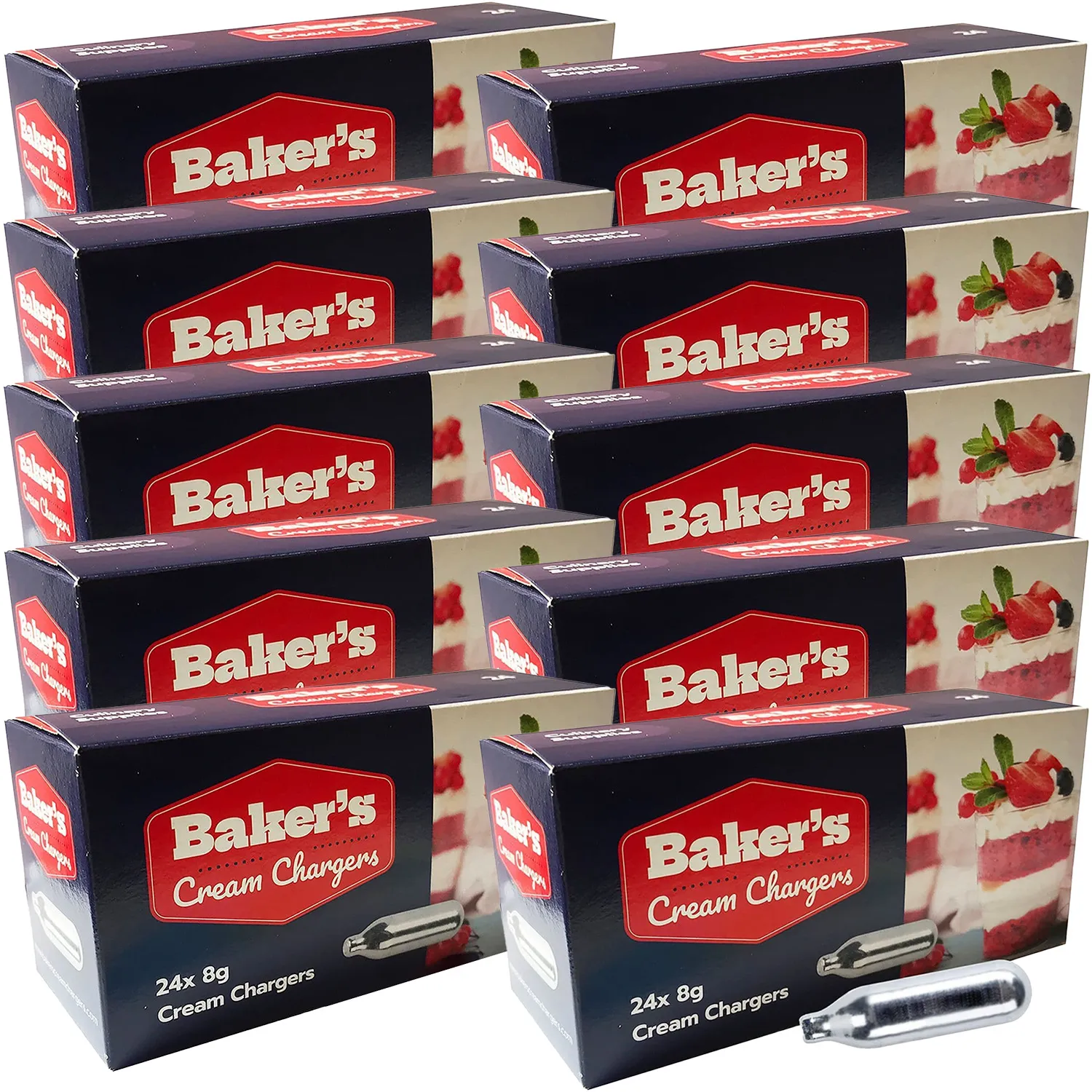 Cream Chargers by Bakers   240 (Pack of 24 x 10) Made in Europe